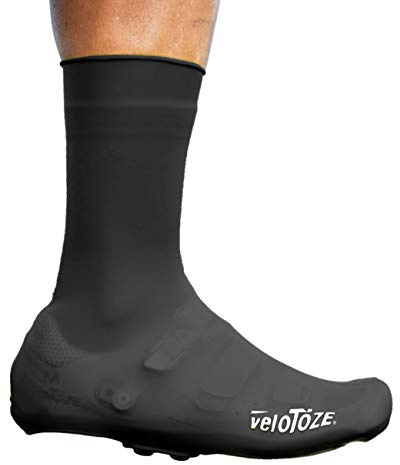 veloToze Tall Silicone Shoe Cover with Snaps - Covers Road Cycling Shoes - Waterproof, Windproof Reusable Boot-Style Overshoes for Bike Rides in Winter, Rain, Cold Weather Biking - for Men and Women
