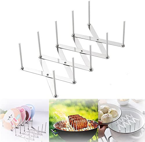 1 Pcs Topf Halter, Spareribs Halter, Topfdeckel Aufbewahrung Holz, Grill Rippchenhalter Er Kann als Lagerregal Oder Als Dampfgarer Verwendet Werden, Ist Langlebig, Pflegeleicht und Faltba