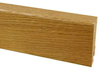 TRECOR® Zócalo de madera para 3 capas de parqué de roble, altura: 58 mm | profundidad 16 mm | longitud: 2400 mm (rodapié | 240 cm, roble incoloro barnizado)