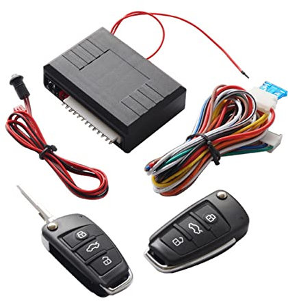 WANGCL 14 Schlüsselloses Türschloss mit Fernbedienung für zentrale Türverriegelung mit Steuerbox + 2 Ersatz-Fernbedienungen für Auto-Türzentralverriegelung