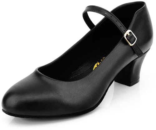 Bokimd Womens Black Latin Salsa Character Shoes Ballroom Dance Heels Prom Wedding Shoes Dress Pump (7.5 / Black)