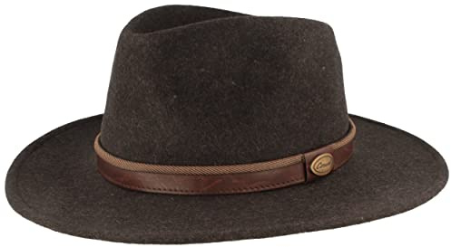 Bred rullbar utomhus filthatt trekkinghatt 100 % ull hatt vattenavvisande vikbar läderuppsättning hattinlägg män och kvinnor, Antracit smälter, 54