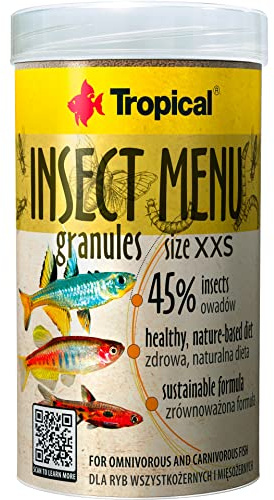 Insect Menu GRANULES Size XXS 250ml / 160g - alimento para Peces multicomponente en Forma de pequeños granulado a Base de 3 Insectos