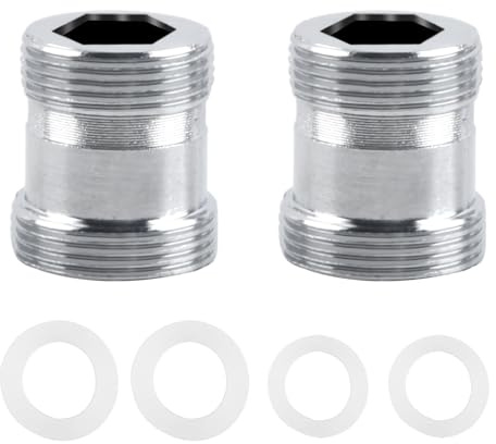2 stycken kranadapter, yttre gänga M22 till M24 fjärrkontrolladapter av mässing dubbelgänga gängadapter med gummitätning kranfäste för kök vattenfilter