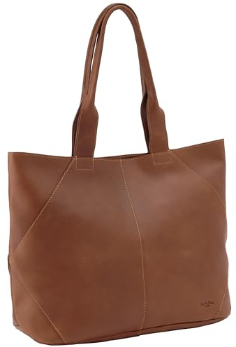 Gusti Leder Shopper – Cecilia Geräumige Handtasche aus Rindsleder in Braun im Vintage-Design, Platz für A4-Unterlagen und 15 Geräte, mit Reißverschluss-Innenfach