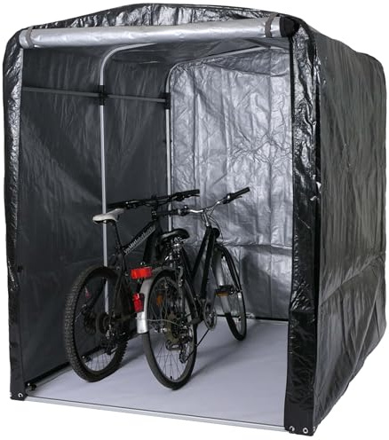 Mendler HWC-N61 - Garaje para bicicletas (aluminio, protección UV, resistente al agua, 201 x 157 x 201 cm), color gris