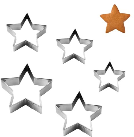 5PCS Star Cookie Cutter, 5 Size, Stainless Steel
