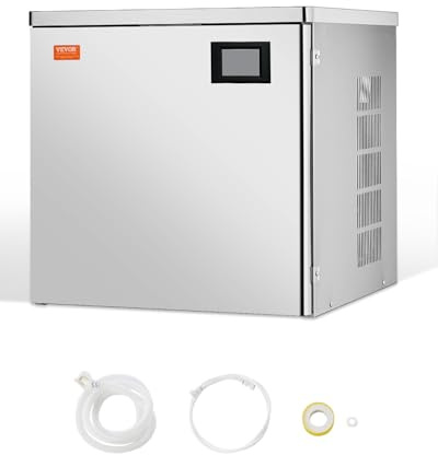 VEVOR Testa di Macchina per Ghiaccio Commerciale in Acciaio Inox 565 x 560 mm, con Funzione Autopulente e Produzione di Ghiaccio, Modulo Cubetti Ghiaccio, Solo Testa, 181,4 kg/Giorno