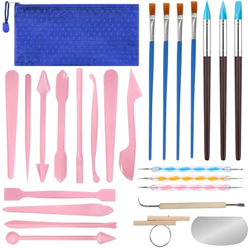 GOLDEROC Set di attrezzi per argilla, 26 pezzi, strumento per modellare e ceramiche, set di modellazione multifunzione per principianti, artisti, fai da te, sculpting & Carving Tools con custodia