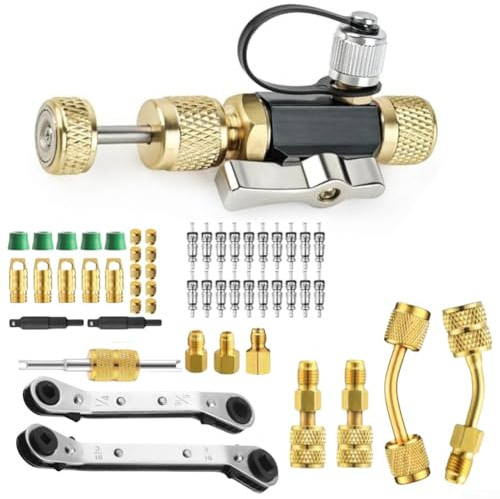 Set di utensili per valvole HVAC, con dadi in ottone, guarnizioni in gomma per riparazione aria condizionata R410A R22 R12 R407 R404 R32