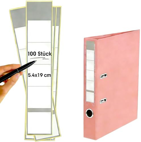 100 Piezas Etiquetas Adhesivas para Carpeta de Respaldo,Blanco,5,4 x 19cm,Conforme a DIN