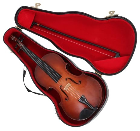 ELAYARD Mini Violino Decorativo 25 Cm con Archetto, Supporto e Custodia, Riproduzione Realistica per Fotografia e Arredamento Casa, Giocattolo Educativo per Appassionati di Musica