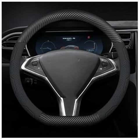 Rattvärme Tillbehör Bilrattskydd För Tesla För Model Y För Zunifer För Juniper 3 För Highland 2021 2022 2023 2024 2025 2026 Halkfritt Rattskydd(Blue Carbon Fur)