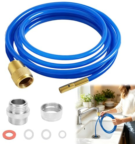 Deboucheur Canalisation Haute Pression, HOVCEH 3m Mini Nettoyeur Haute Pression, Nettoyeur de Tuyaux avec Buse et Joints en Laiton pour les Tuyaux M22, M24 et 1/2 Pouce, Convient aux Éviers, Lavabos