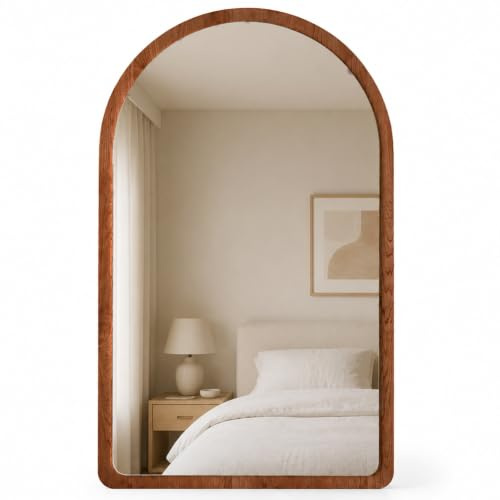 Shally Dogan Specchio ad Arco da Parete con Struttura in Legno, Specchi da Muro Decorazione per Interni Design Moderno, Ideale per Camera da Letto, Ingresso, Ufficio, 46 x 60 cm, Rovere