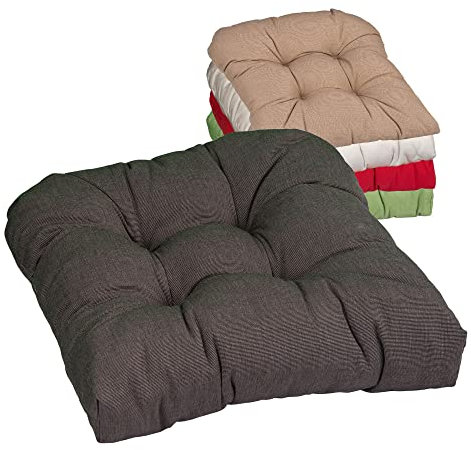 Beo Sitzkissen Stuhl 40x40 Halbrund Made in EU | Bequemes, 10cm Dickes Stuhlkissen Waschbar | Indoor & Outdoor geeignet Dank Ausbleich-Schutz und Reißfestigkeit | Stuhlpolster in Dunkel-Grau