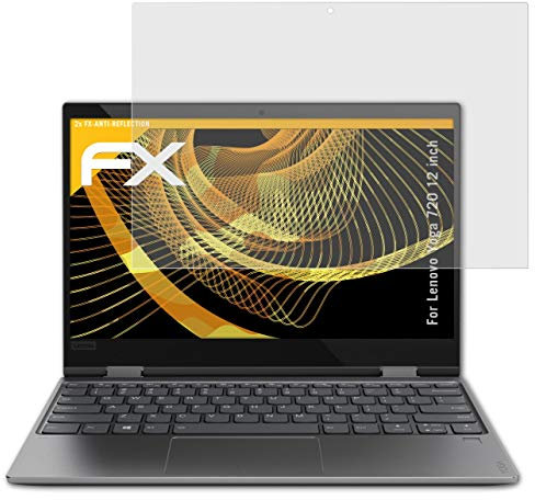 atFoliX Panzerfolie kompatibel mit Lenovo Yoga 720 12 inch Schutzfolie, entspiegelnde und stoßdämpfende FX Folie (2X)