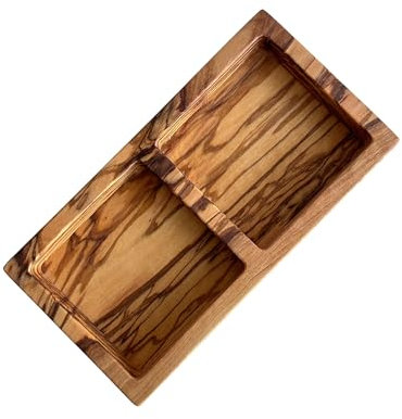 Egedeneve Cuencos de madera de olivo, cuenco doble, cuencos de aperitivos, platos hechos a mano, juego de vajilla de madera (doble)