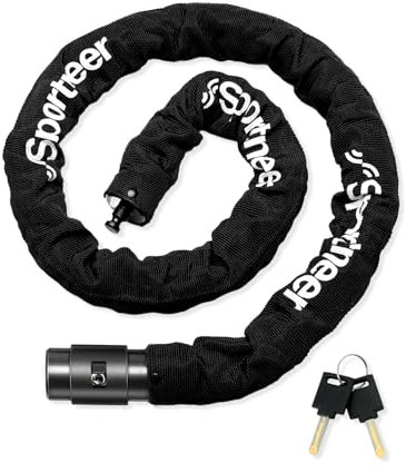 Sportneer Fahrradschloss Hohe Sicherheits Kettenschloss 100cm Lang mit 8mm Starker Hochleistungs-Fahrradschlösser Gehärtetem Stahl, Anti-Diebstahl-Schloss für Motorrad/Rad/Tür/Zaun/Grill 2 Schlüssel