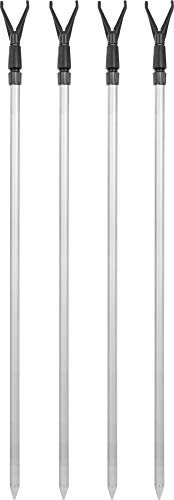 normani Teleskop-Rutenhalter Rutenständer 75-135 cm 4 Set Aluminium Rutenauflage mit V-Auflage Angelzubehör, Verstellbarer Angelrutenhalter mit Schnurlaufkerbe Farbe 4 x Schwarz