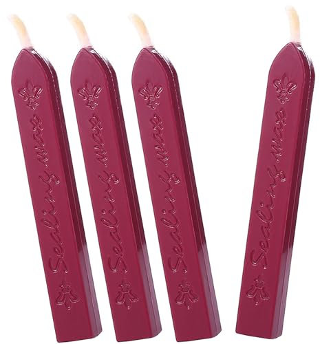 Wachs für Siegel,Wachssiegel Wachs,Sealing Wax,Siegelwachs Rot,Siegellack,Stempel Wachs,Siegelwachsstäbe mit Dochten,für Retro Vintage Wachs Siegel Stempel und Brief,Einladungen,Paket (4Pcs,Rotwein)