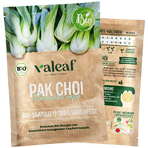 valeaf BIO Gemüse Samen I Premium Gemüsesamen zur Gemüse Anzucht im Garten, Balkon und Hochbeet I samenfestes Gemüse Saatgut I Pflanzen Samen zum Gemüse Pflanzen (Pak Choi (BIO))