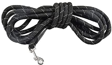 Bobby Walk 5 M - Lunghina hund 5 meter/tjocklek 1,5 CM, Rörformigt hundkoppel Tubular Nylon, Svart