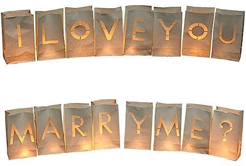 Fayemint 16 Stück Lichttüten, Candle Bags Weiß, Teelicht Lichtertüten Papier, für Valentinstag, Hochzeit, Verlobung, Weihnachten