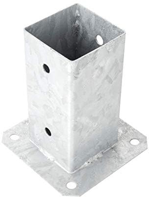 ADGO Douille à Visser en Acier - Support de Poteau 60 x 60 mm - Ancrage de Sol pour Poteaux en Bois Carrés - Support de Clôture - Plaque de Sol Galvanisée à Chaud