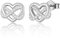 Silver Stud Earrings for Women, Sparkling Infinity Heart Shaped Studs with Cubic Zirconia│Dainty Sterling Silver Studs Earrings Gifts for Girls│Birthday Small Silver Stud Earrings