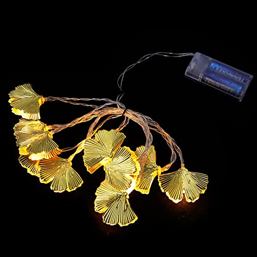 EXCEART Guirlande Lumineuse en Feuille d'or en étal Guirlande Lumineuse en Feuille De Ginkgo en Le d'or 2 10Led Guirlande De Les Suspendues pour Noël