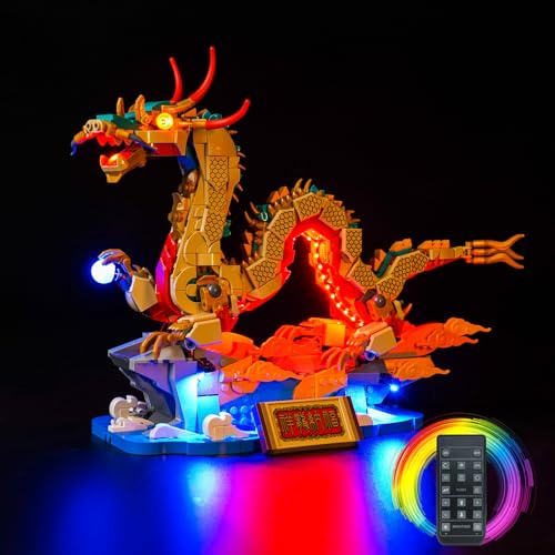 Light Kit for Lego Auspicious Dragon, Lighting Set for Lego 80112 Spring Festival Auspicious Dragon - Not Include Models, Just Light Kit (Remote Control Version)