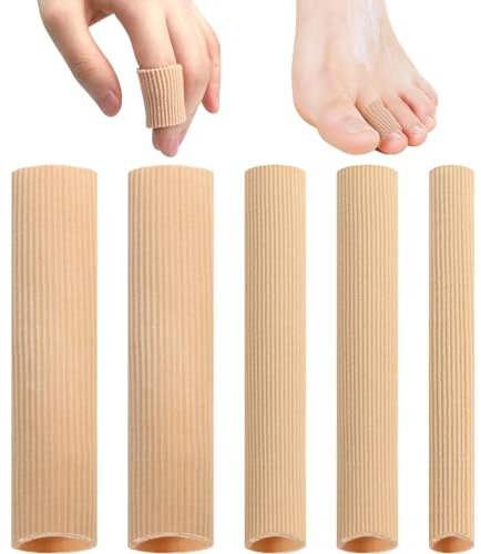 Soodyoow 5 Pièces Protege Orteil, 3 Tailles Protection Orteils en Silicone Découpable, 15cm Bandage de Tube de Protection des Orteil en Gel Doux pour Cors, Ampoules, Callosités, Orteils et Doigts