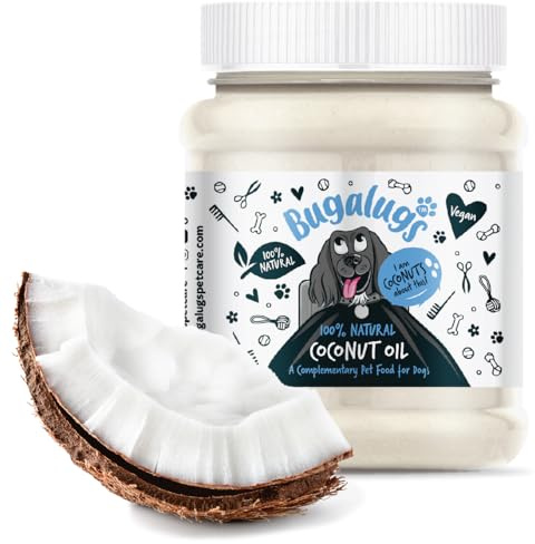 Bugalugs 100% Natural Coconut Oil for Dogs 340g, Immunity Dog Supplement, helps Itchy Dog Skin, Paw Balm, Digestive Supplements, Great Omega 6 on Lick Mats or as Food Toppers & Treat