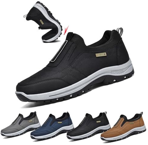 Chaussures OrthopéDiques Homme,Sneakers sans Lacets,Chaussures De RandonnéE Confortables,Chaussures Ortho Confort Homme,RéSistant à l'usure AntidéRapant(Black,42 EU/260mm)