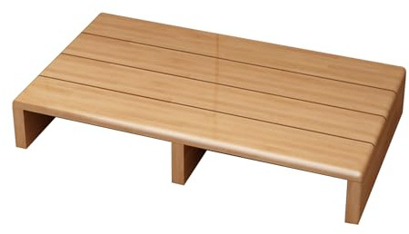 ZEOPLE Escabeau en Bois, siège Enfants Salle de Bain, Repose-Pieds, Marchepied pour Adultes avec Surface en Caoutchouc antidérapant, Soutien pour Enfants et Personnes âgées(60x30x15cm)