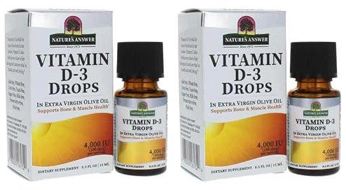 Nature Answer's Vitamin D-3 Drops, 4000, 2 x 15 ml, confezione da 2, 30 ml in totale