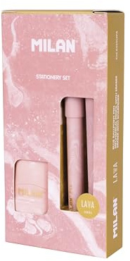 MILAN® Caja regalo serie Lava con bolígrafo P1, portaminas PL1 0,5 mm HB y afilaborra CAPSULE, rosa