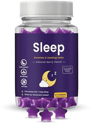 Sugar Free Sleep Gummies x 60 | High Strength Natural Sources Fast Absorbing | Helps Switch Off from Repetitive Thoughts | Vegan Friendly | Gluten-Free | Chewable | Vital Blue