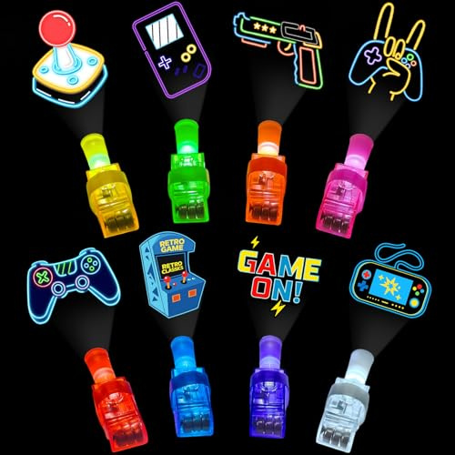 ARIEL-GXR 24 Pcs Gaming Party Bag Fillers, LED Light Up Finger Lights Toys, Video Game Party Favors, Glow in The Dark Rave Accessories for Boys Girls, Goodie Bag Fillers for Kids Birthday Gift