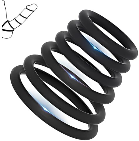 HABNI 6 Pezzi Silicone Anello Pene, Stretch Anelli Fallici Cock Rings Cockrings, Ritardo Eiaculazione e Erezione Più Lunga, Diametro interno 2.2cm-5cm