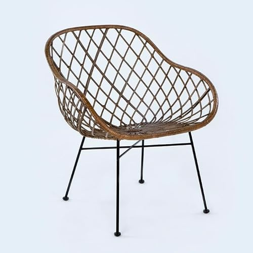 Alexandra House Living Sillón Metal, Mimbre Marrón 66 x 77 x 66 cm