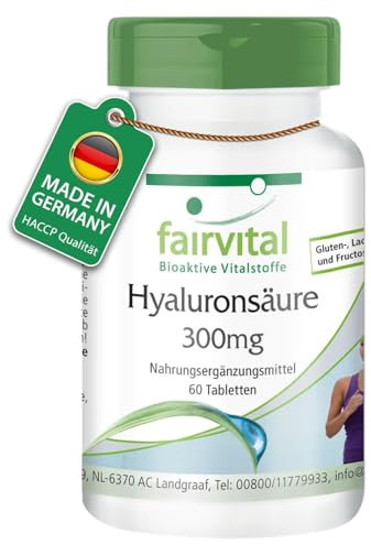 Fairvital | 300mg Acido ialuronico - per 2 mesi - VEGAN - alto dosaggio - 60 compresse
