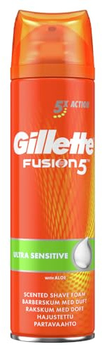 Procter & Gamble Gillette Fusion5 Ultra Sensitive Shaving Foam for Men, 250 ml, Soothes & Protects Sensitive Skin Leaving It Clean & Comfortable