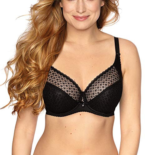 Gaia Damen BH Stickerei Schalen Schleife Unterwäsche 874 Samira, Schwarz,85G