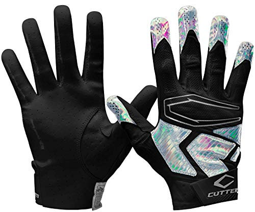 Cutters Unisex-Erwachsene Rev Pro 4.0 S500 Receiver Handschuhe, Schwarz/irisierend/Silber, Adult-X-Large