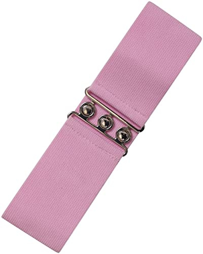 Ro Rox Dam Bred Elastisk Midjebälte i Retro Vintage Stil – Stretchbälte för Klänningar, 50-talsstil – Silver- eller Guldfärgat Spänne