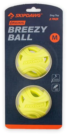 SKIPDAWG Hunde-Ball Breezy, Leichter Ball mit luftdurchlässiger Rippenstruktur, ideal zum Apportieren, sehr gut für Ballschleuder [2er Set]