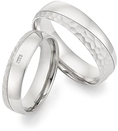 123traumringe Eheringe in 925 Silber I Partnerringe mit Etui & Gravur I Damenring mit 2 Brillanten I Ringgröße 50-62 mm oder 54-70 mm I Verlobungsringe in 5/6 mm Breite & 1,5 mm Stärke I S62