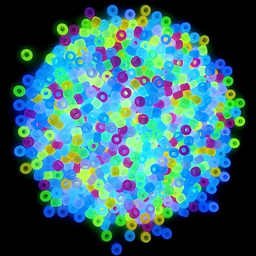 Lnvision 500 Stück Pony Perlen, Mehrfarbig, Im Dunkeln Leuchtend, Großes Loch Für Schmuck